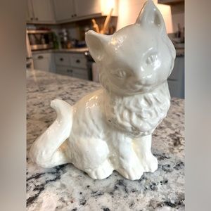 Vintage white  cat kitten planter